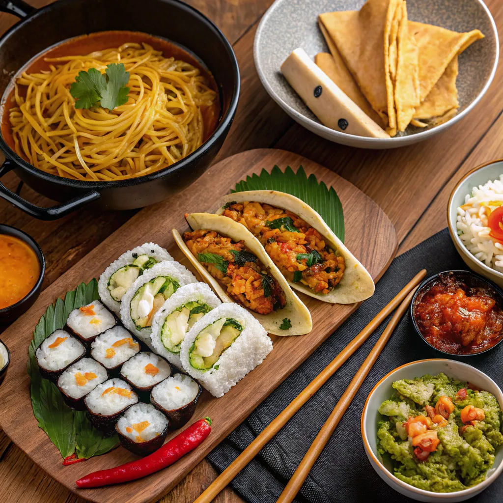 A variety of delicious world cuisines